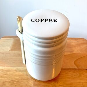 8x5in White Coffee Jar with Spoon